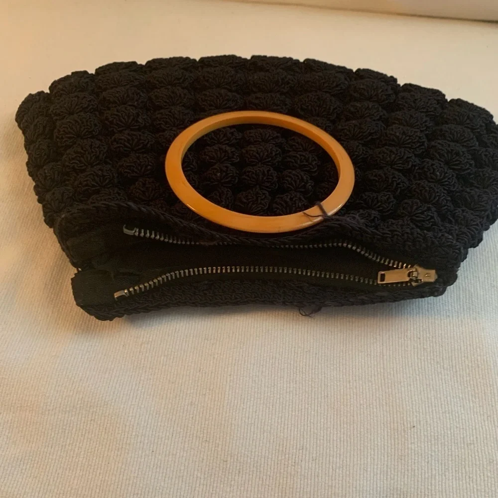 Vintage 1940’s Black Crochet Clutch Purse